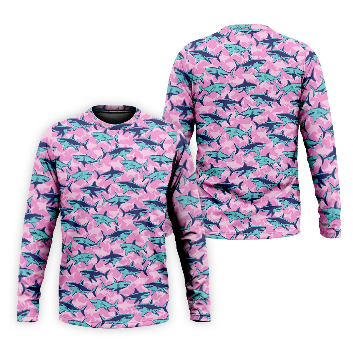 Shark Pattern Hawaiian Golf Shirt, Pink Golf Shirt, Polo Shirts For Men, Golfing Apparel