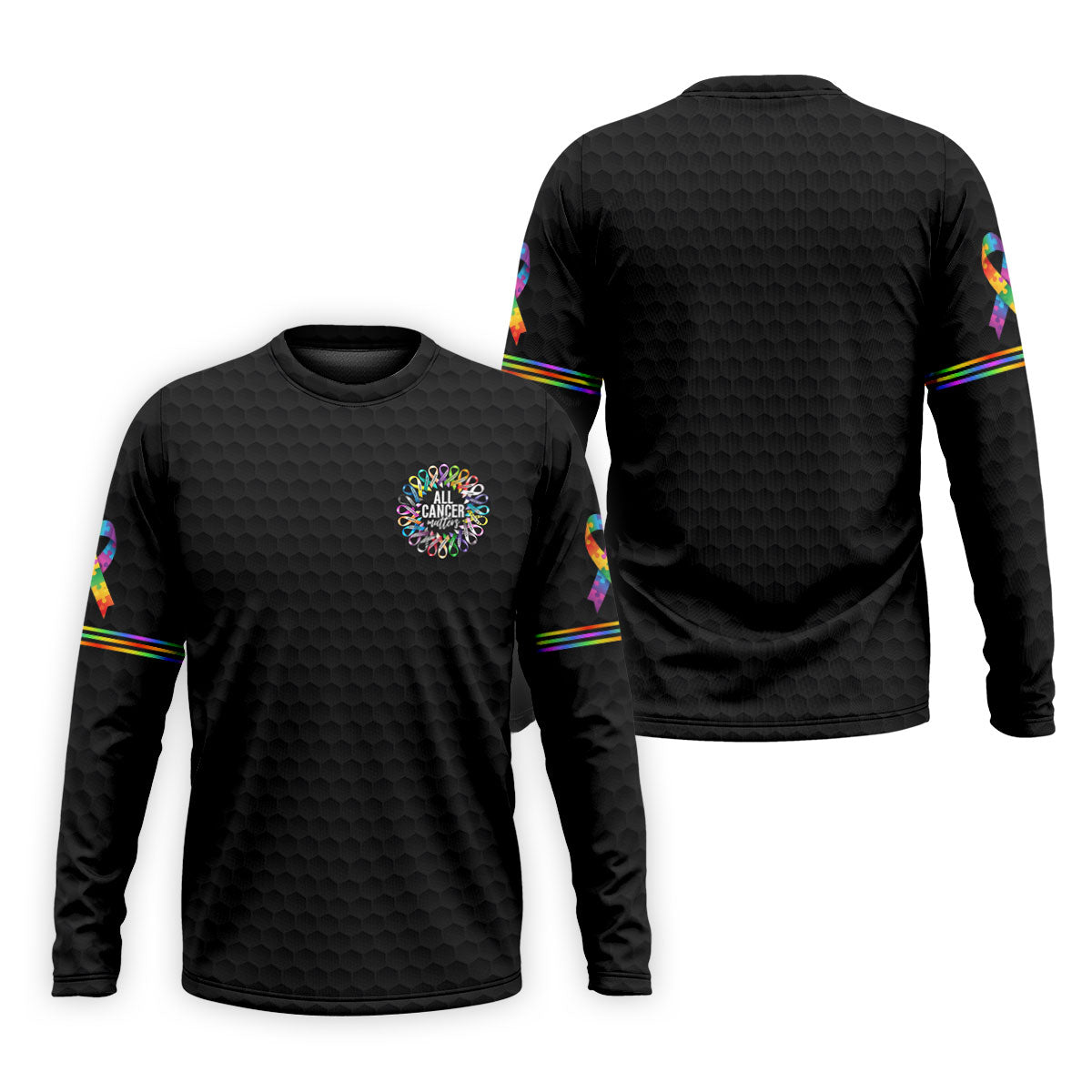 All Cancer Matters Multicolor Ribbon Golf Polo Shirt, Mens Golf Shirts, Polo Shirts For Men