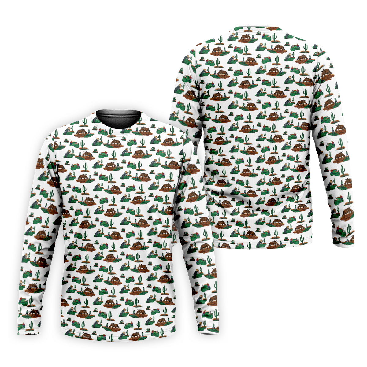 Western Golf Course Pattern Polo Shirt, Printed Golf Shirts, Golf Polo Shirts For Men