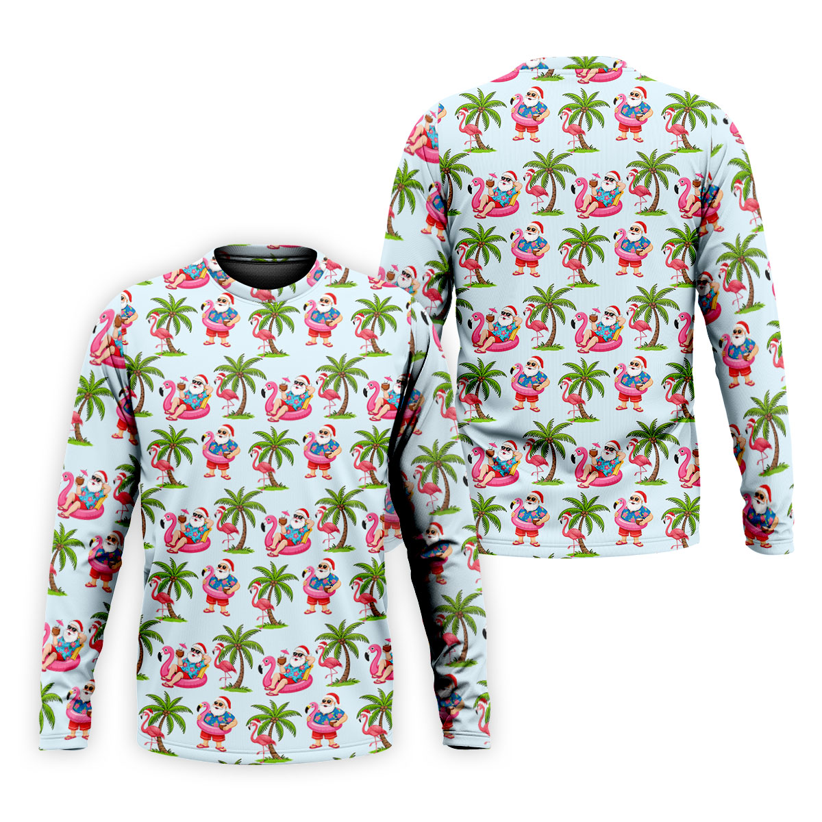 Flamingo Float Santa Christmas Golf Shirt, Men's Golf Shirt, Hawaiian Golf Shirt, Printed Golf Shirts