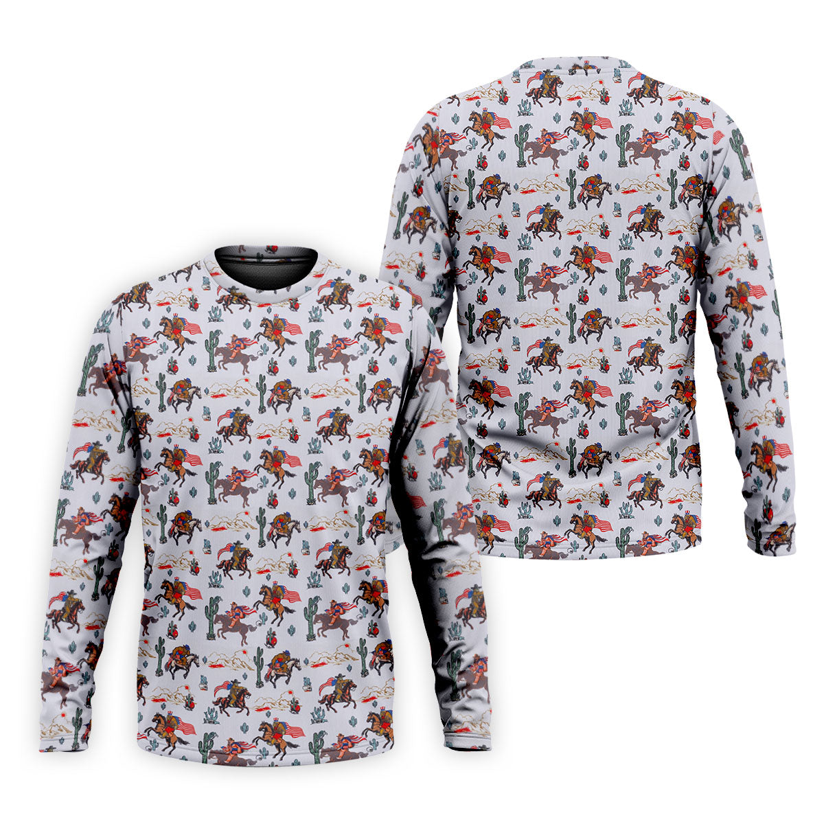 Patriotic Cowboy Horse Pattern Golf Polo Shirt, Men's Golf Polo, Hawaiian Golf Shirt