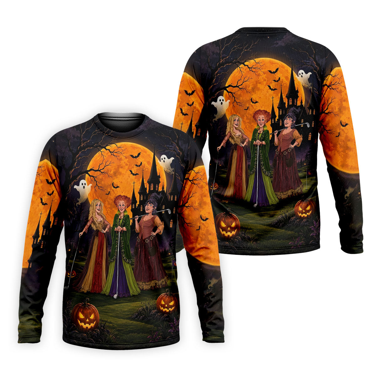 Three Witches Horror Character Golf Polo Shirt, Halloween Shirt, Golf Shirts For Men