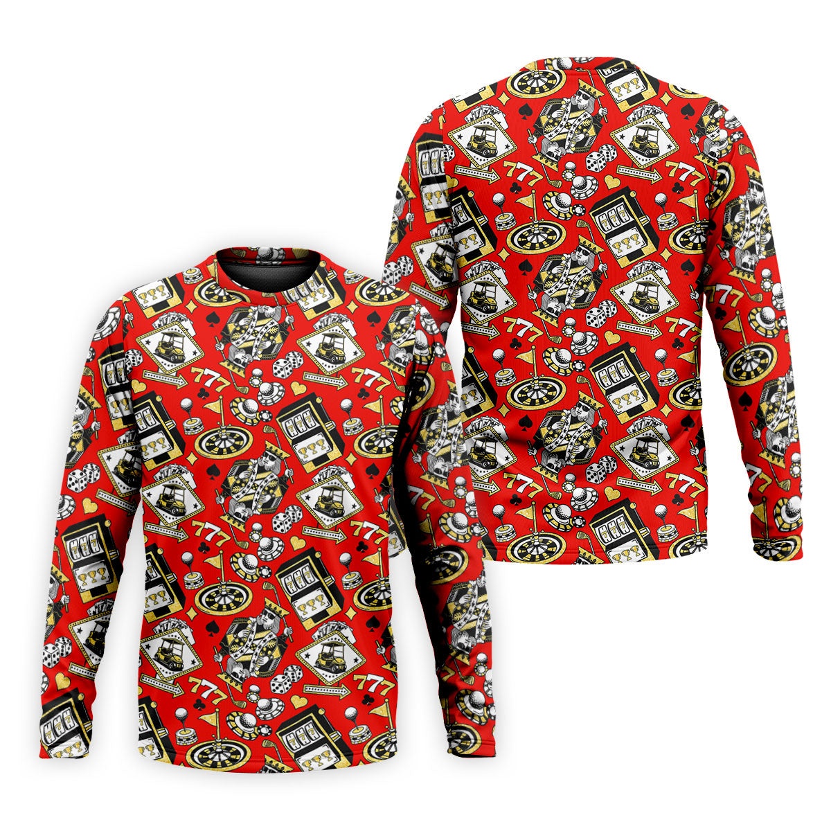 Casino Golf Pattern Red Hawaiian Golf Polo Shirt, Mens Golf Polo, Polo Shirts For Men
