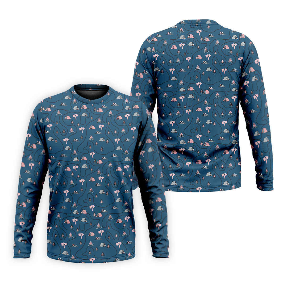 Funny Adult Camping Pattern Polo Shirt, Golf Polo Shirts For Men, Printed Golf Shirts