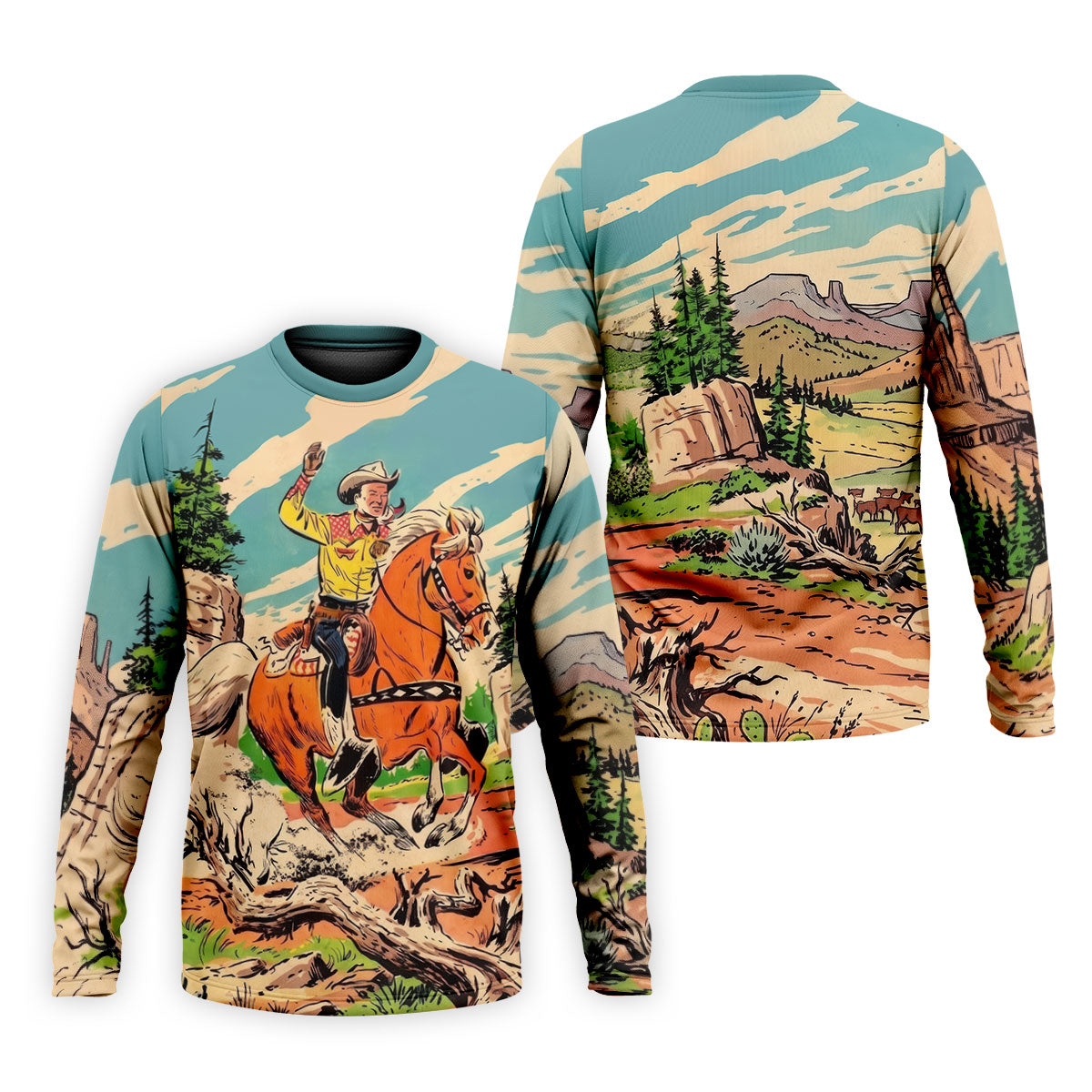 Vintage Cowboy Horse Riding Golf Polo Shirt, Mens Golf Polo, Golf Apparel For Men