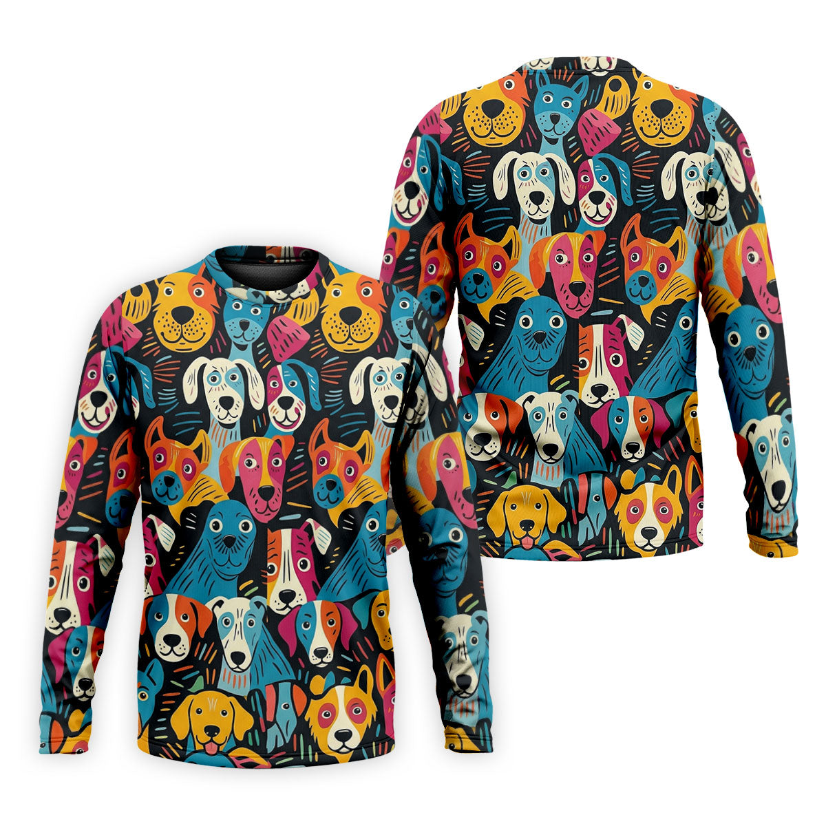 Happy Dog Faces Hawaiian Golf Shirt, Funny Golf Shirt, Abstract Animal Golf Shirts For Men