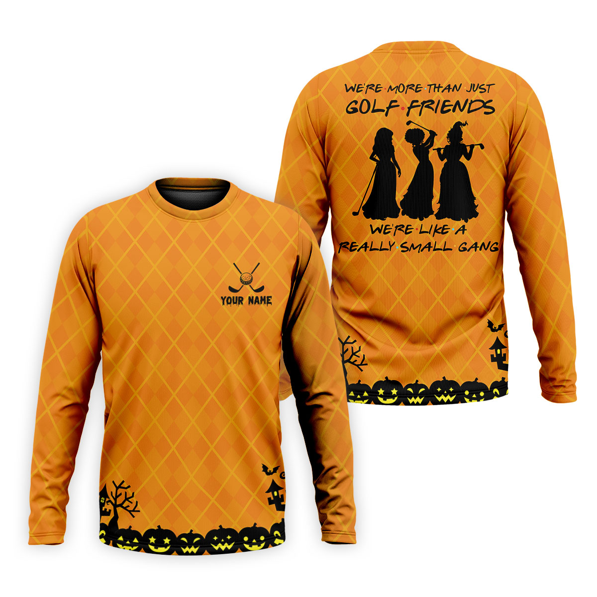 Your Name Golf Friends Horror Character Polo Shirt, Halloween Shirt, Mens Golf Polo