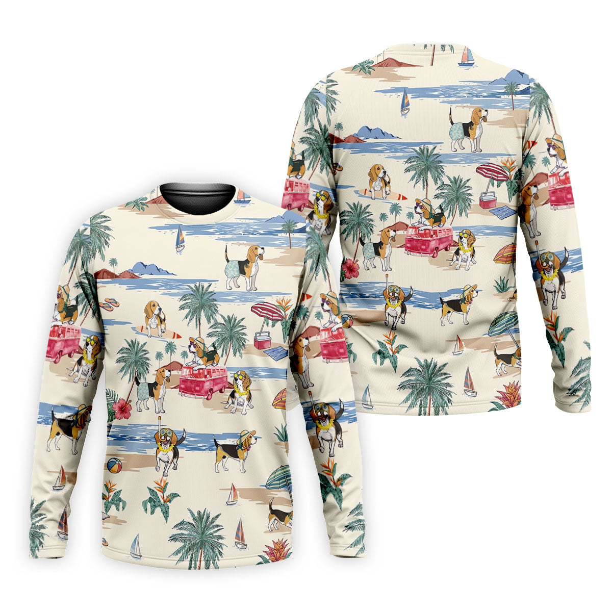 Cute Beagle Beach Vacation Tropical Golf Polo Shirt, Hawaiian Golf Shirt, Golf Shirts For Men