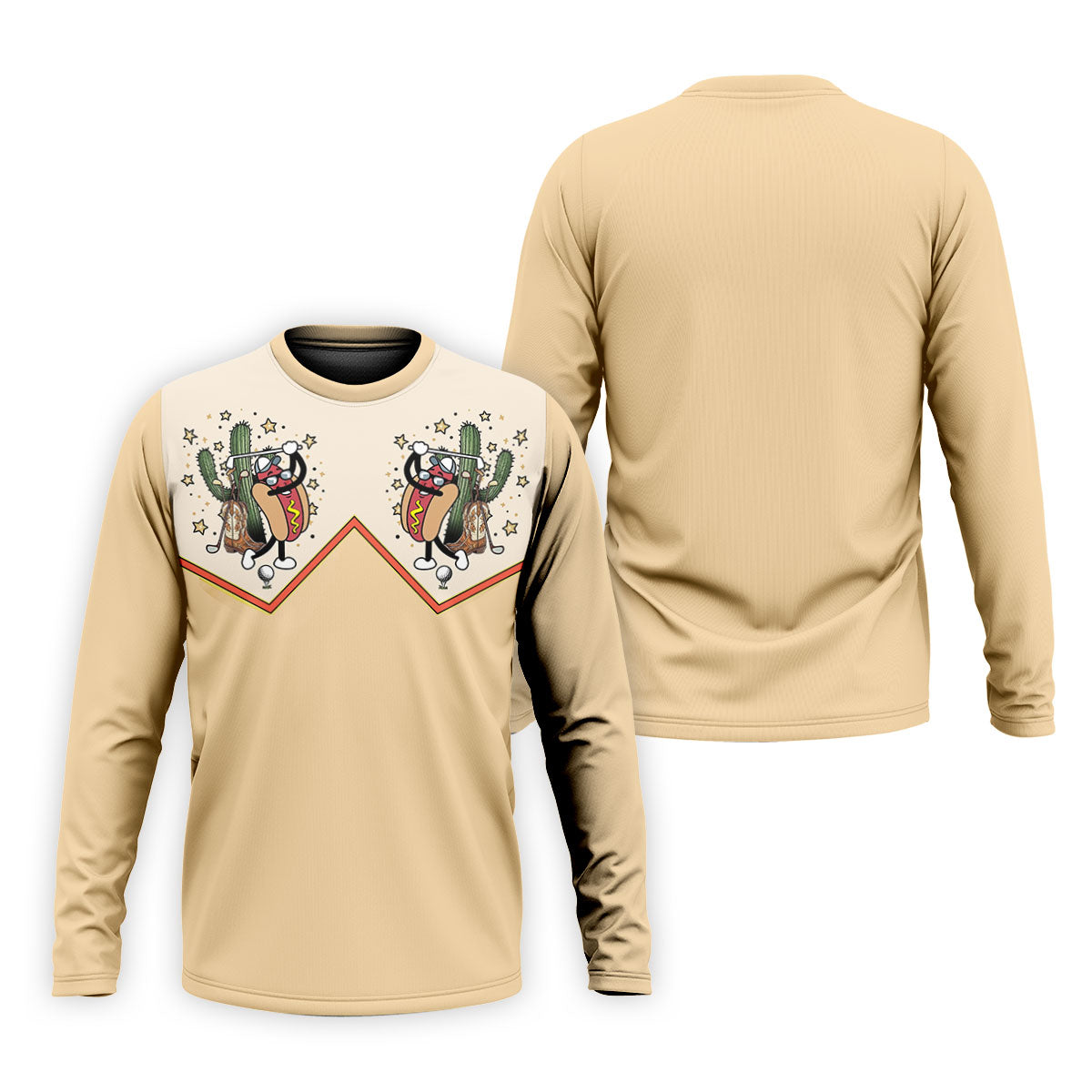Funny Golf Hot Dog Western Polo Shirt, Mens Golf Shirts, Printed Golf Shirts