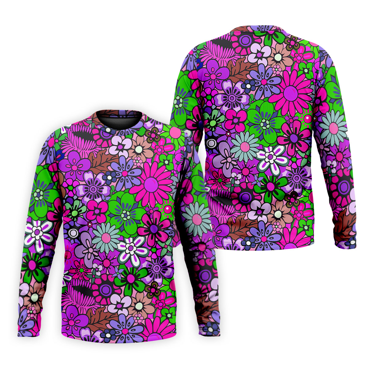 Pink Purple Retro Flower Power Golf Shirt, Mens Polo Shirts, Hawaiian Golf Shirt, Printed Golf Shirts