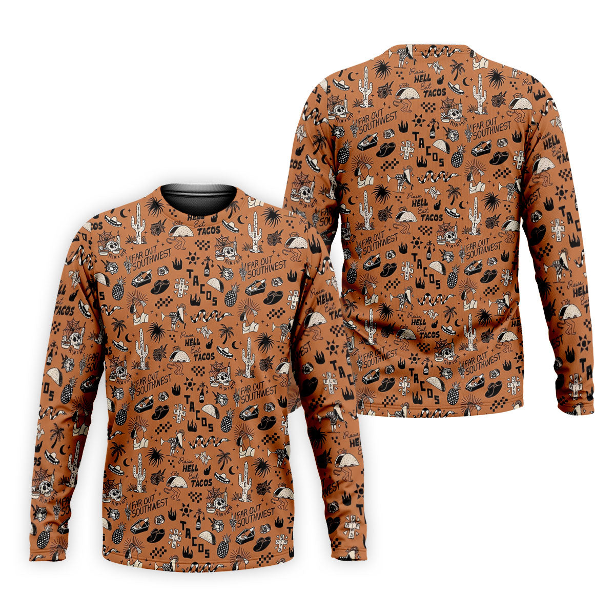 Southwest Desert Taco Skull Pattern Hawaiian Golf Shirt, Golf Tops For Women, Performance Golf Shirt