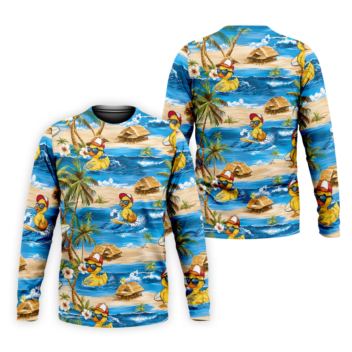 Cool Duck Hawaiian Golf Shirt, Surfing Duck Beach Men's Golf Polo, Polo Shirts For Men