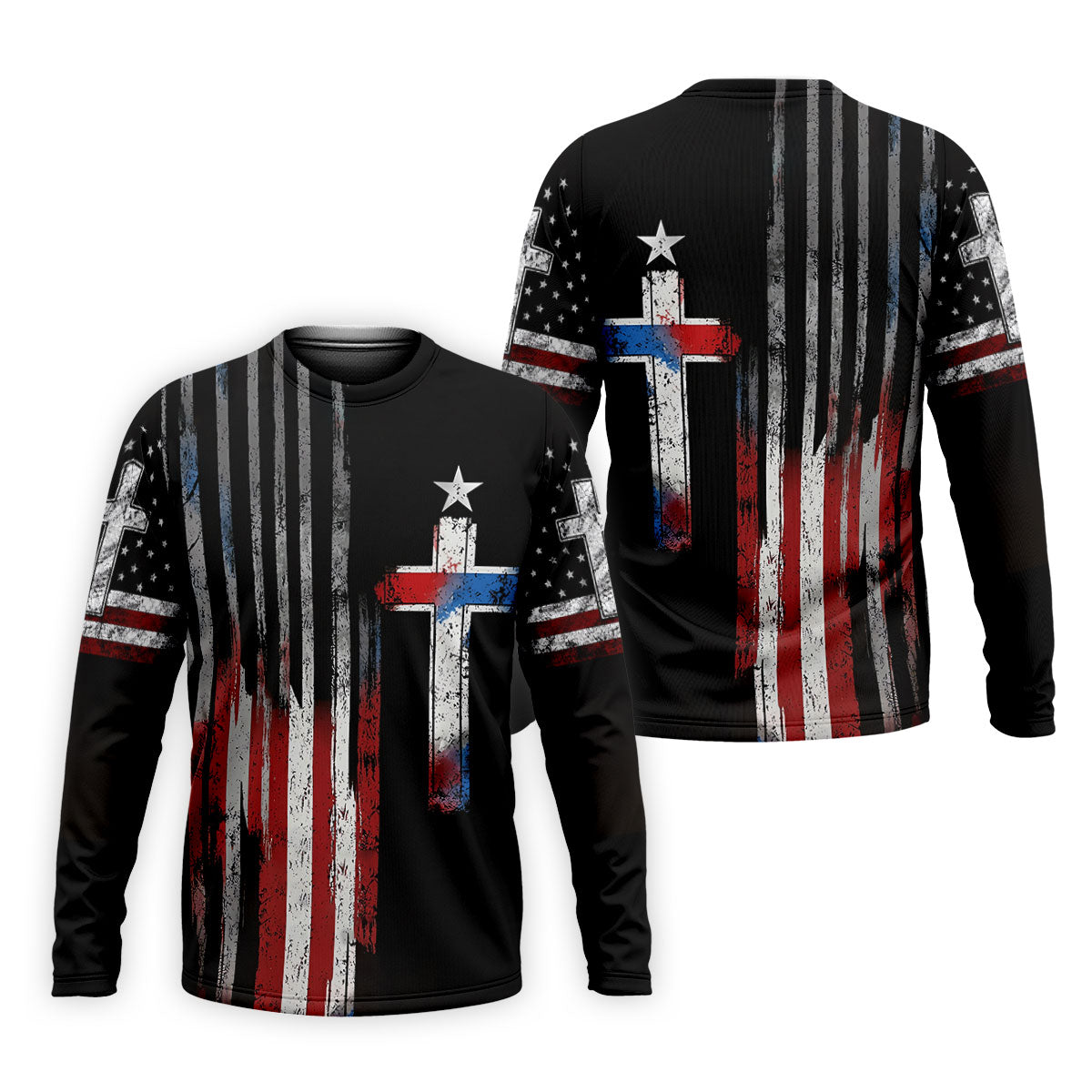 Faith Cross US Flag Golf Shirt, 250 Years Retro Golf Shirt, Patriotic 4th Of July Polo Shirts For Men