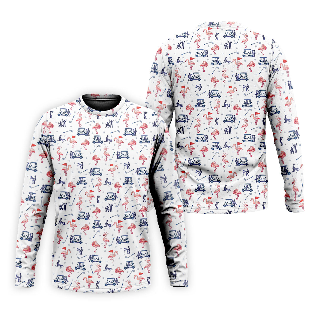 Flamingo Funny Golf Pattern Polo Shirt, Men's Golf Shirt, Golf Apparel For Men
