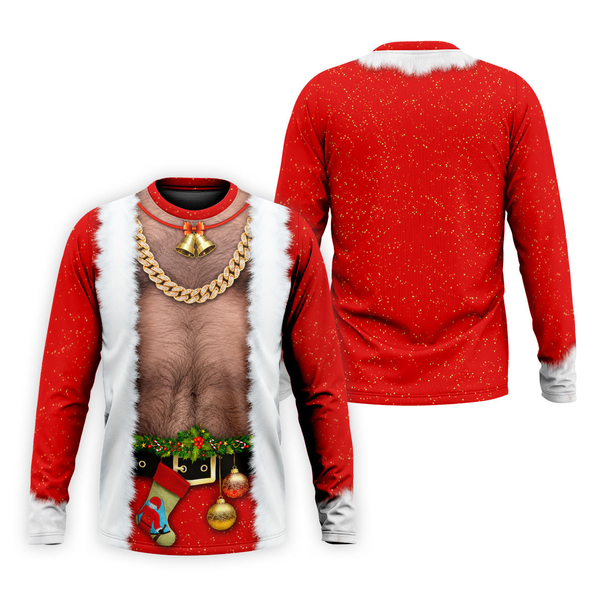 Funny Santa Gold Chain Christmas Golf Shirt, Mens Golf Polo, Golf Apparel For Men