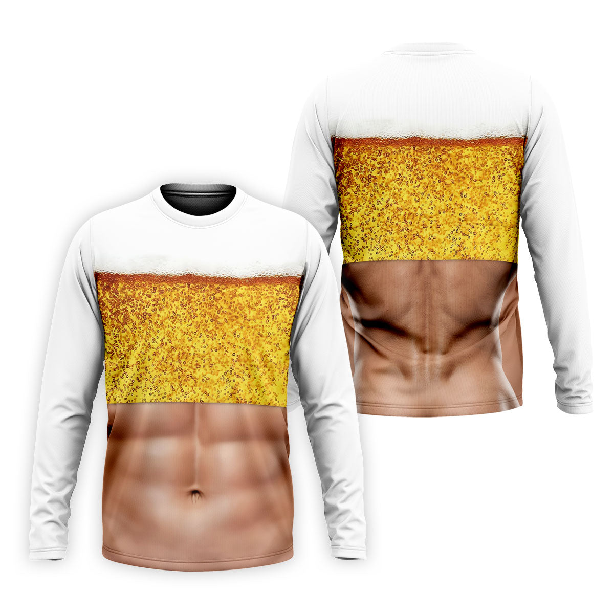 Bubbly Beer Foam Faux Abs Sleeveless Crop Golf Shirt, Printed Golf Shirts, Mens Golf Apparel