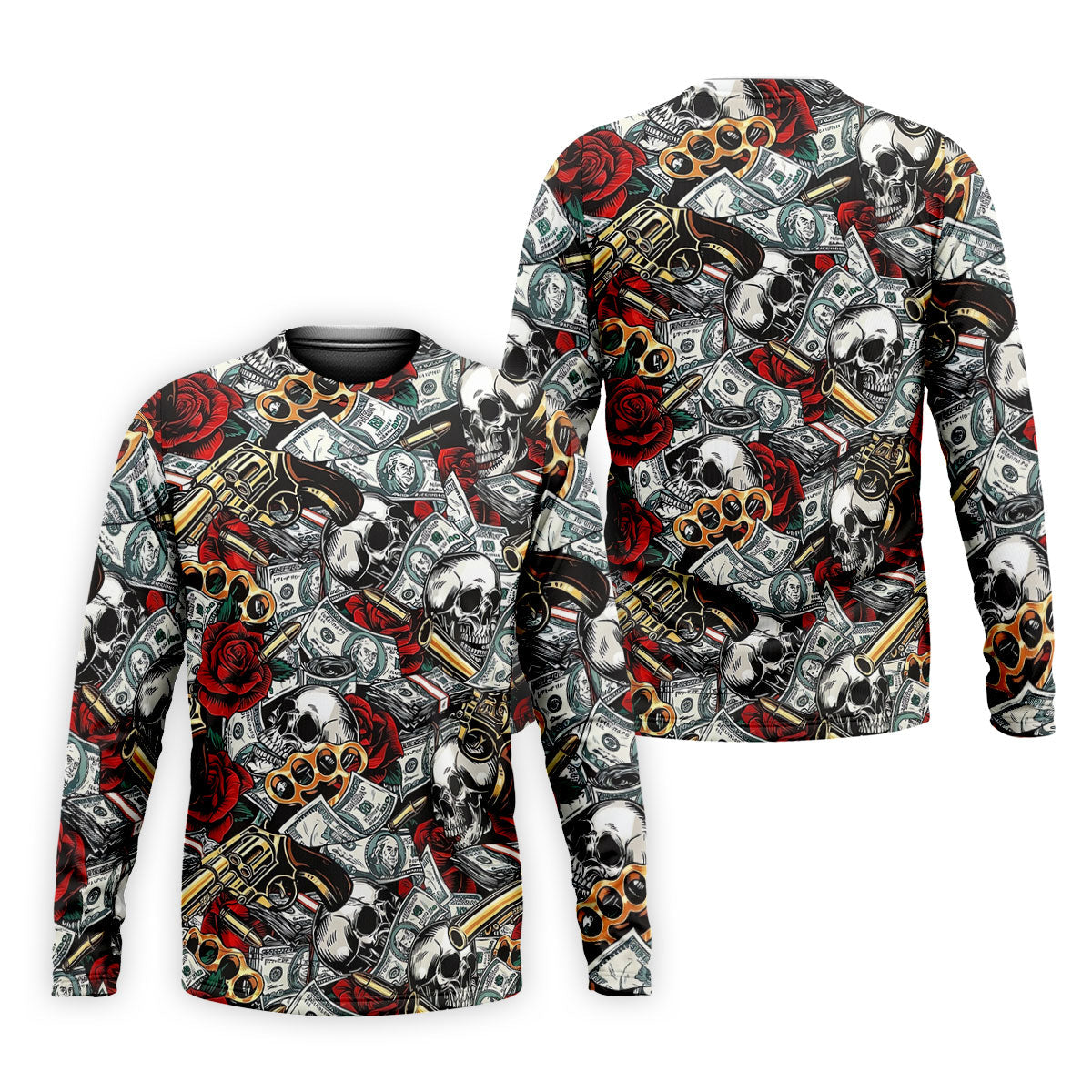 Black Skull Cash Rose Western Pattern Golf Polo Shirt, Men's Golf Shirt, Hawaiian Golf Shirt