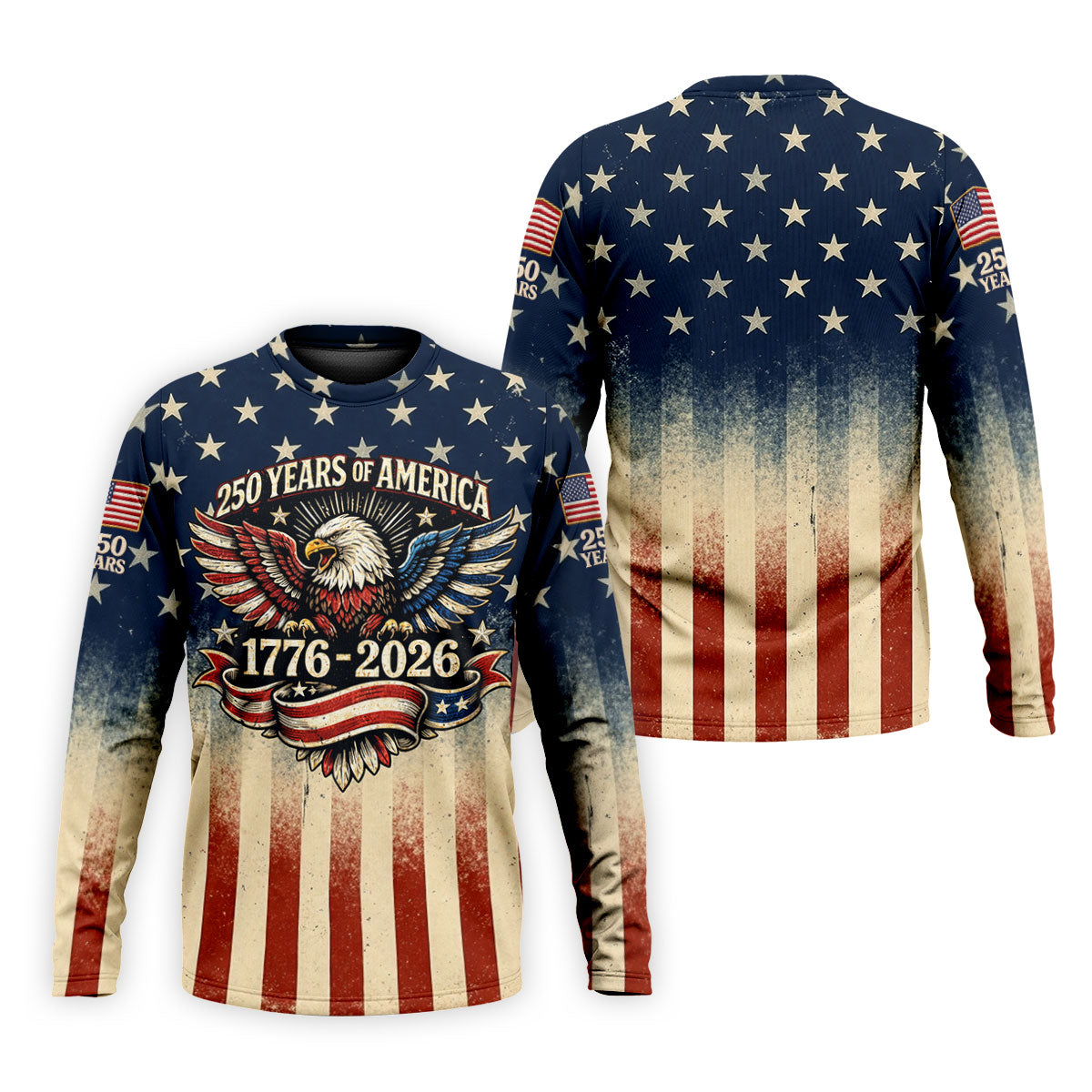 250 Years Bald Eagle US Flag Retro Golf Shirt, Patriotic 4th Of July Golf Shirts For Men