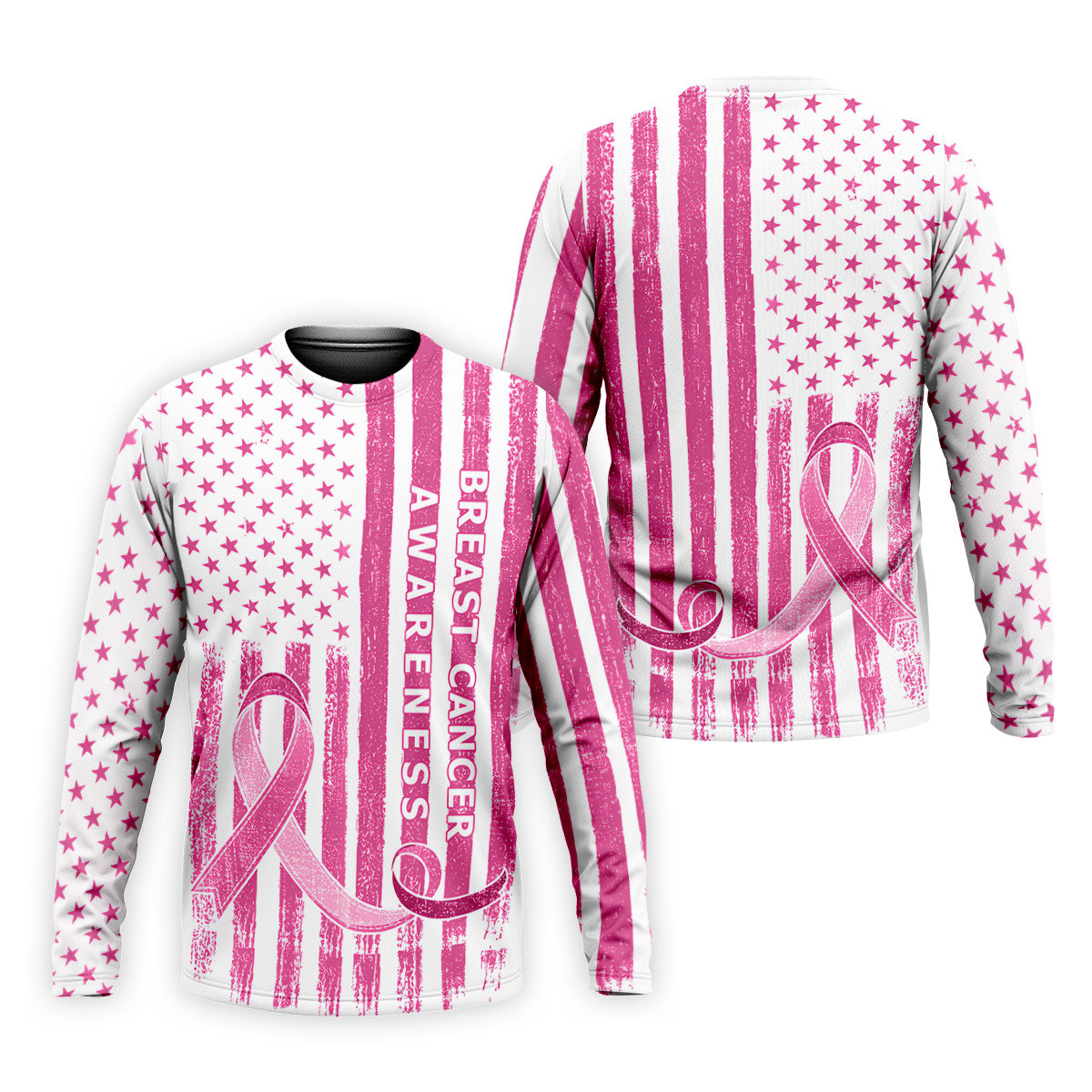 American Flag Breast Cancer Ribbon Polo Shirt, Mens Golf Polo, Printed Golf Shirts
