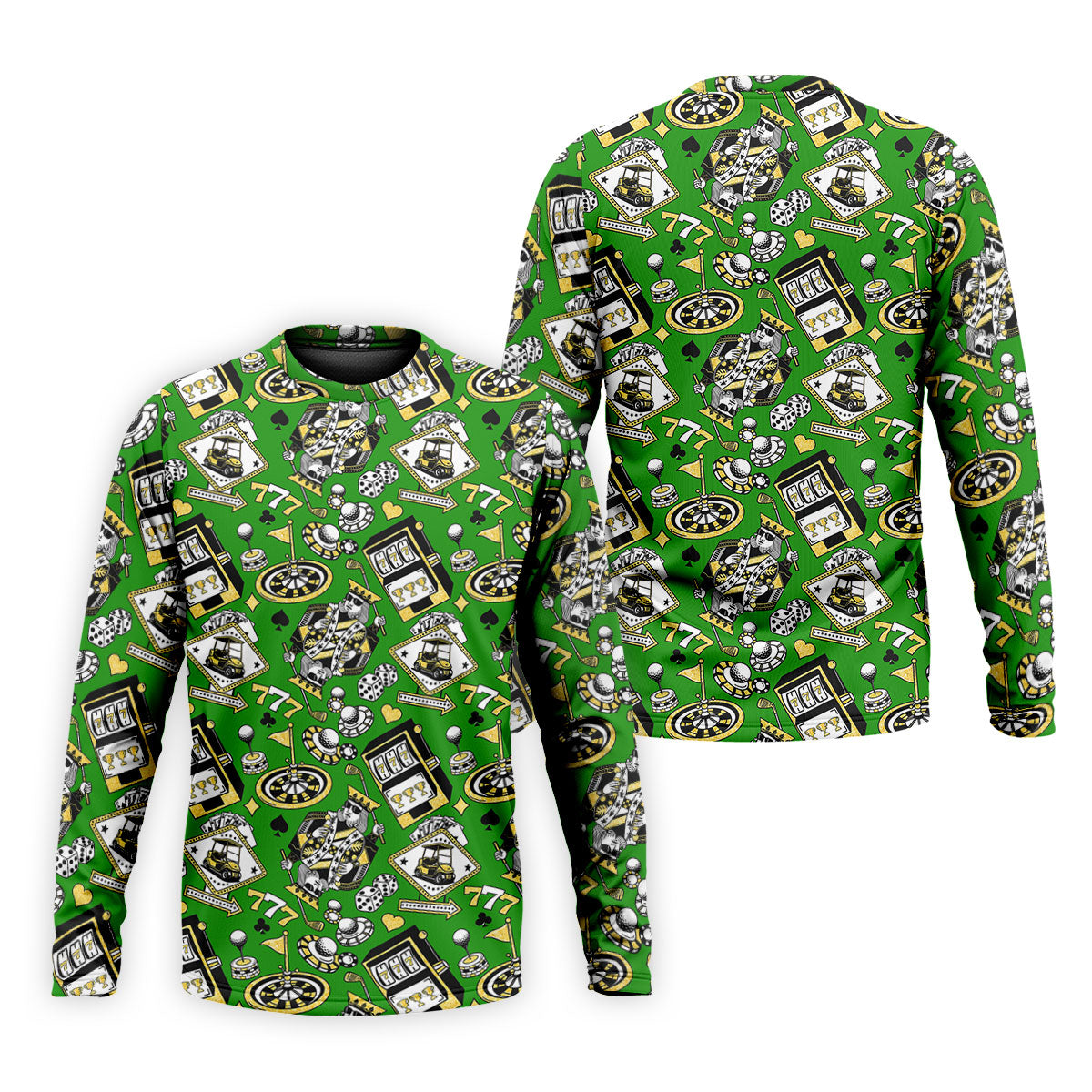 Casino Golf Pattern Green Hawaiian Golf Polo Shirt, Mens Golf Polo, Polo Shirts For Men