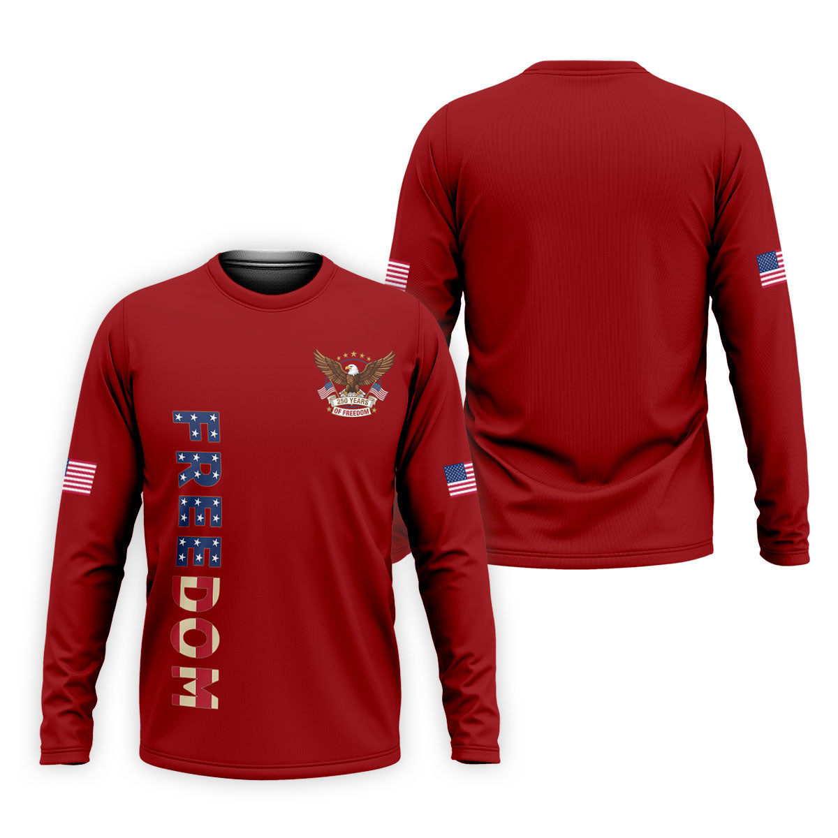 250 Years Of Freedom US Flag Logo Red Golf Shirt, Patriotic 4th Of July Golf Shirts For Men