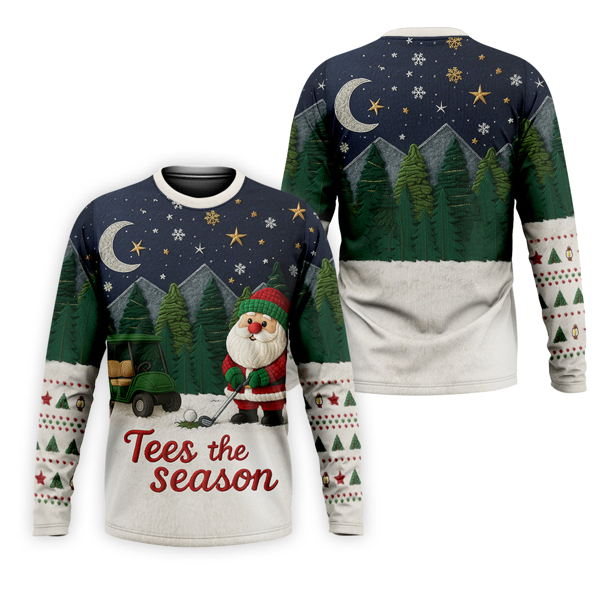 Santa Golfing Tees The Season Night Theme Golf Tops For Men, Christmas Golf Shirt, Polo Shirts For Men