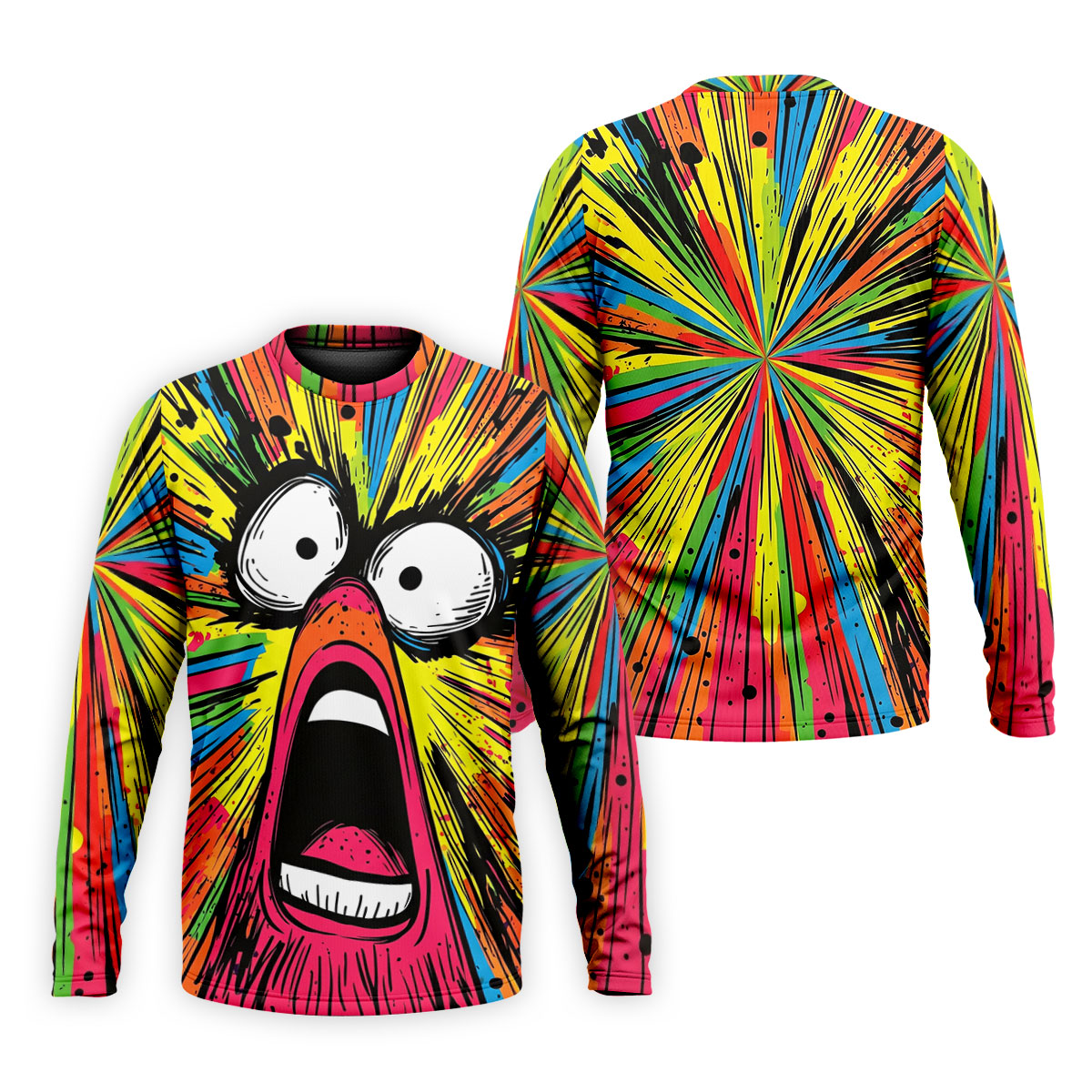 Screaming Face Colorful Retro Hawaiian Golf Shirt, Men's Funny Golf Shirts