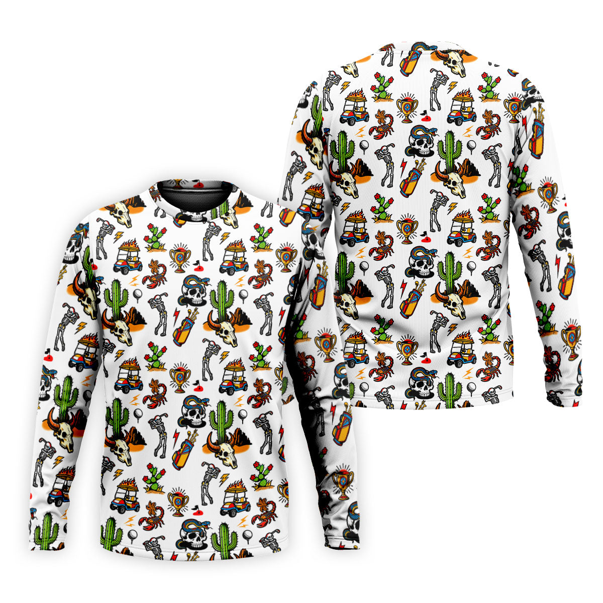 Southwestern Desert Golf Icons Pattern Polo Shirt, Mens Golf Shirts, Hawaiian Golf Shirt