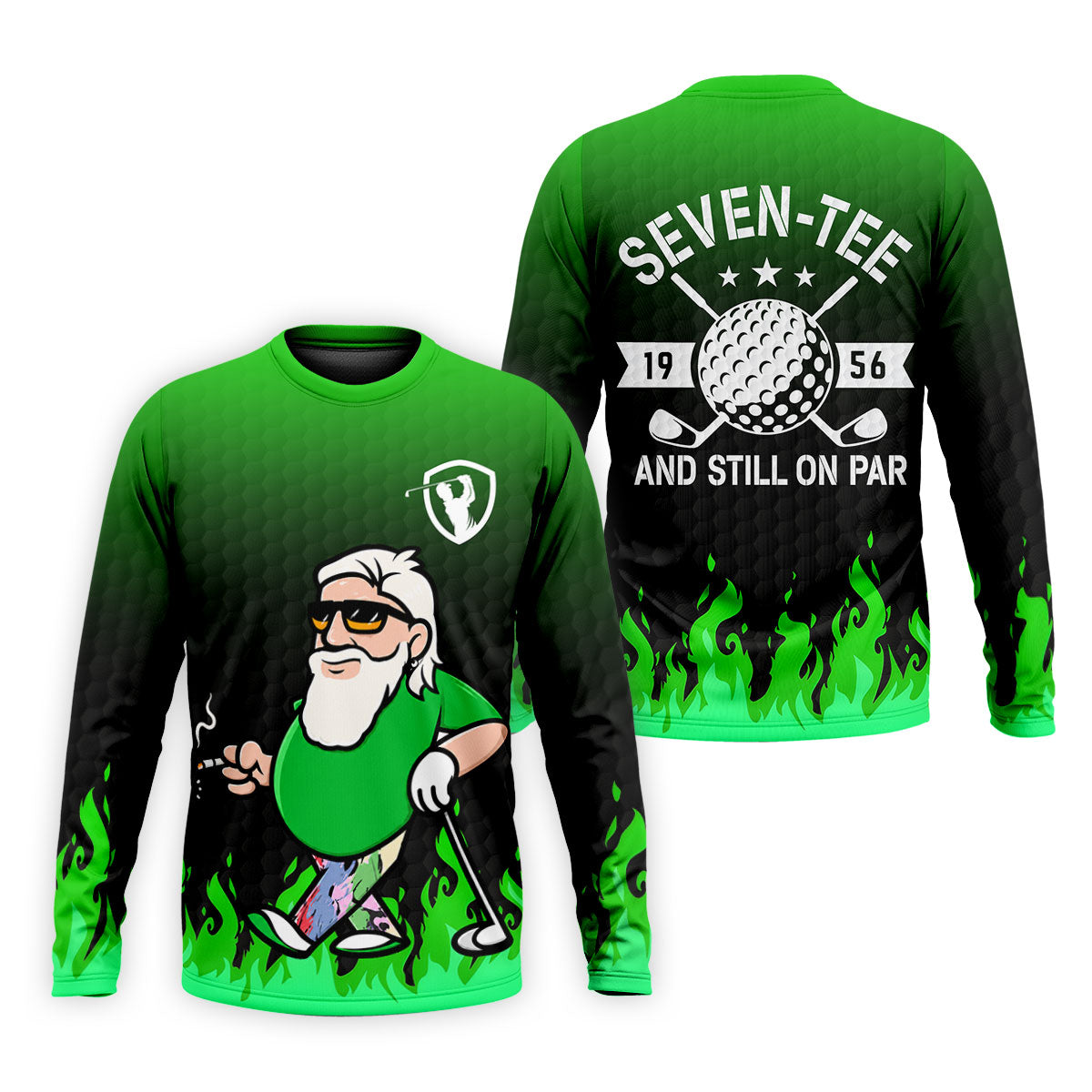 Cool Bearded Golfer Cartoon Men's Golf Shirt, Golf Polo Shirts For Men, Printed Golf Shirts