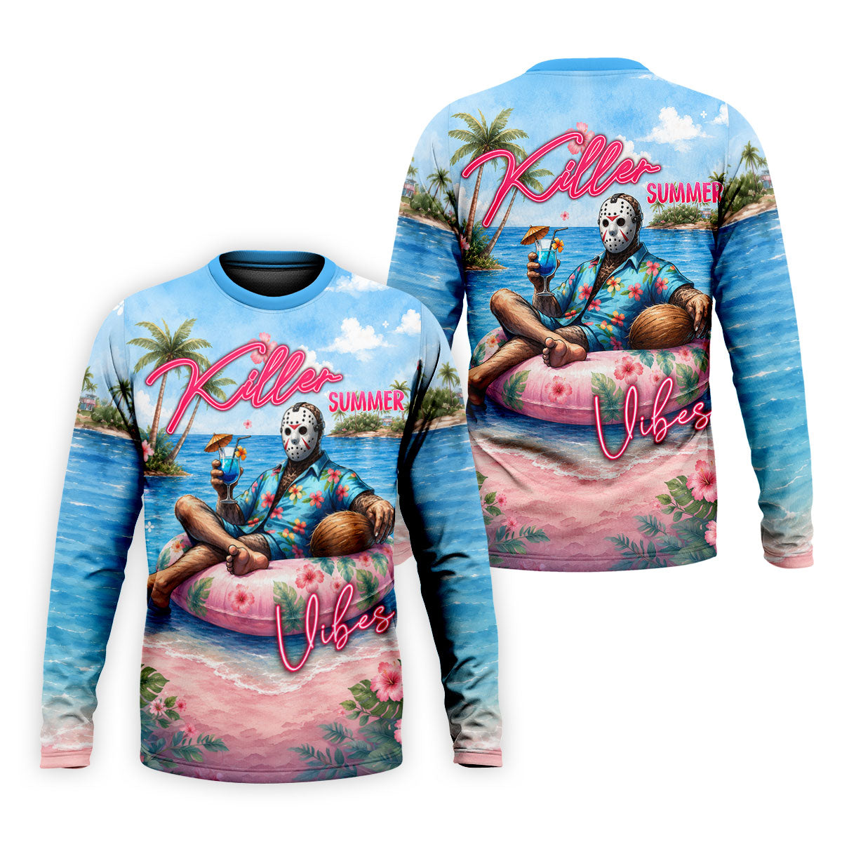 Killer Summer Vibes Mask Slasher Golf Polo Shirt, Mens Golf Polo, Printed Golf Shirts