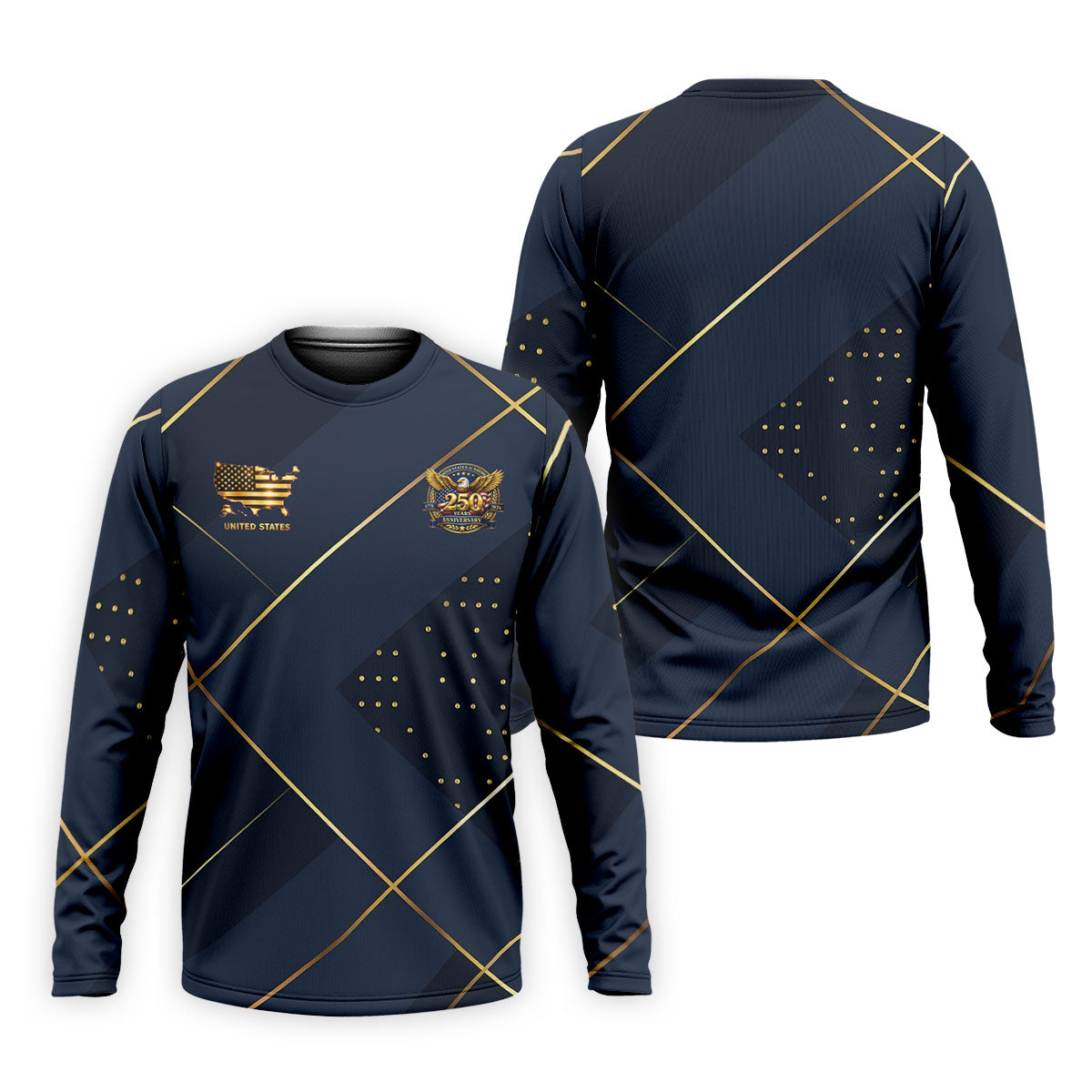Bald Eagle 250 Years Anniversary Navy Patriotic Golf Shirt, 4th Of July Golf Shirts For Men