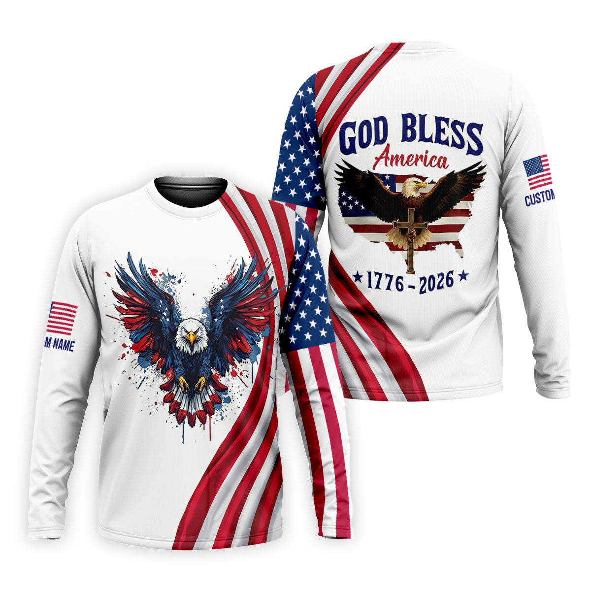 God Bless America 250 Years US Flag Golf Shirt, Patriotic 4th Of July Golf Shirts For Men