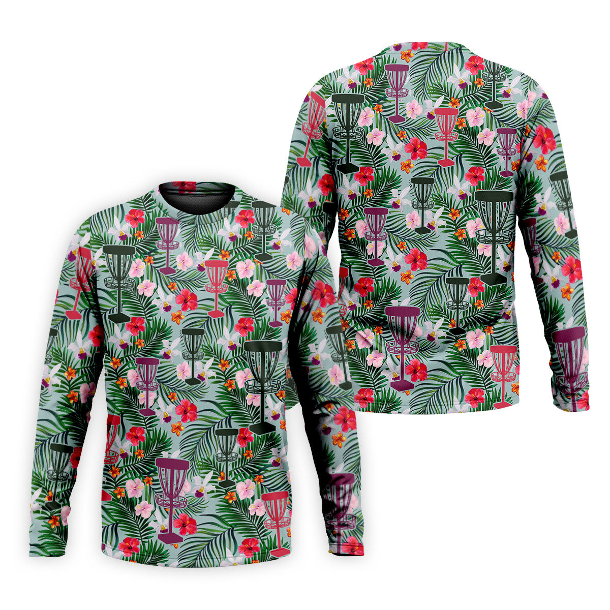 Tropical Disc Golf Basket Floral Polo Shirt, Hawaiian Golf Shirt, Golf Polo Shirts For Men