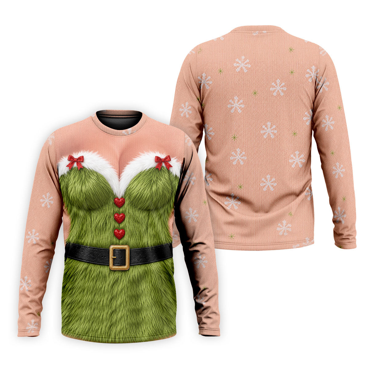Funny Green Furry Christmas Costume Polo Shirt, Mens Golf Polo, Golf Apparel For Men