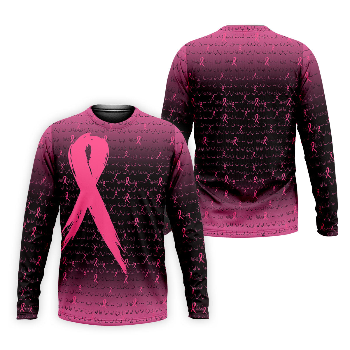 Pink Ribbon Boob Pattern Breast Cancer Polo Shirt, Mens Golf Polo, Printed Golf Shirts