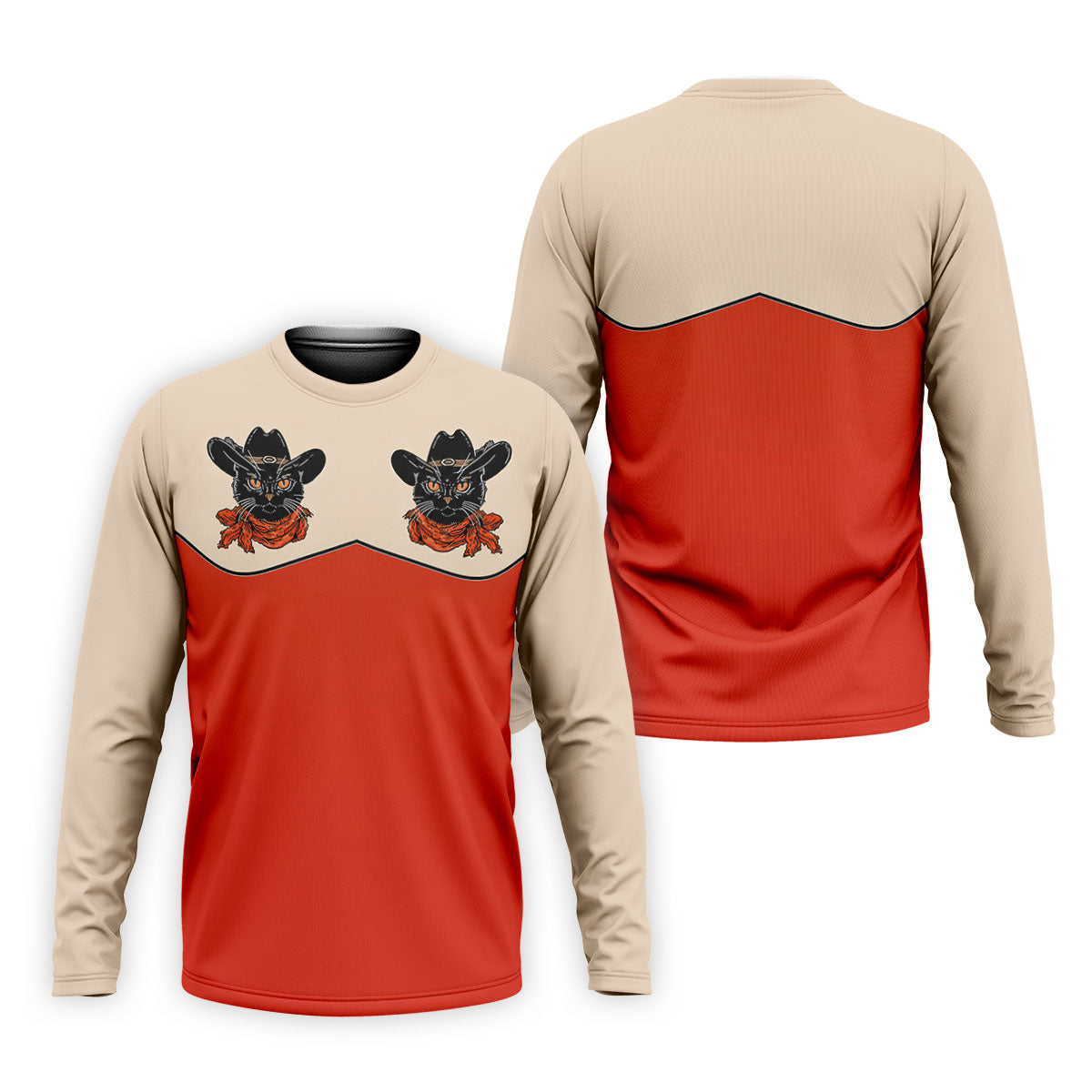 Red Western Cowboy Black Cat Golf Polo Shirt, Mens Golf Shirts, Polo Shirts For Men