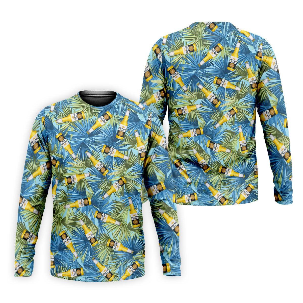 Funny Tropical Beer Bottle Pattern Golf Polo Shirt, Printed Golf Shirts, Mens Golf Apparel