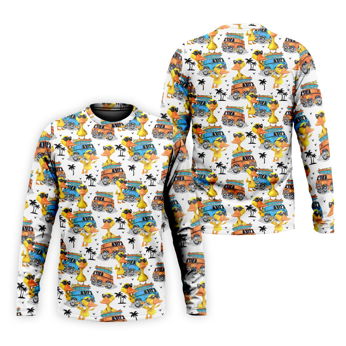 Cool Duck Surf Van Beach Golf Shirt, Mens Golf Shirts, Hawaiian Golf Shirt, Golf Apparel For Men