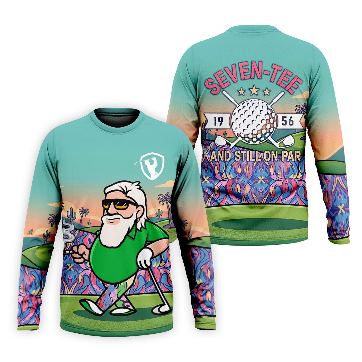 Retro Desert Bearded Golfer Men's Golf Shirt, Hawaiian Golf Shirt, Mens Golf Apparel