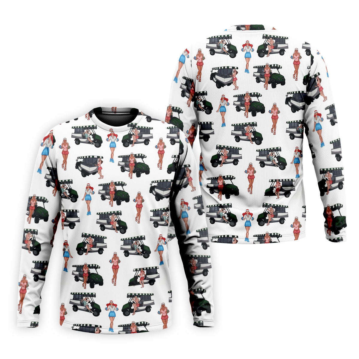 Golf Cart Girls Pattern Golf Polo Shirt, Hawaiian Golf Shirt, Mens Golf Apparel