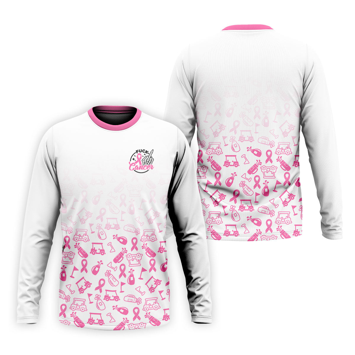 Fuck Cancer Pink Ribbon Breast Cancer Polo Shirt, Mens Polo Shirts, Golf Apparel For Men