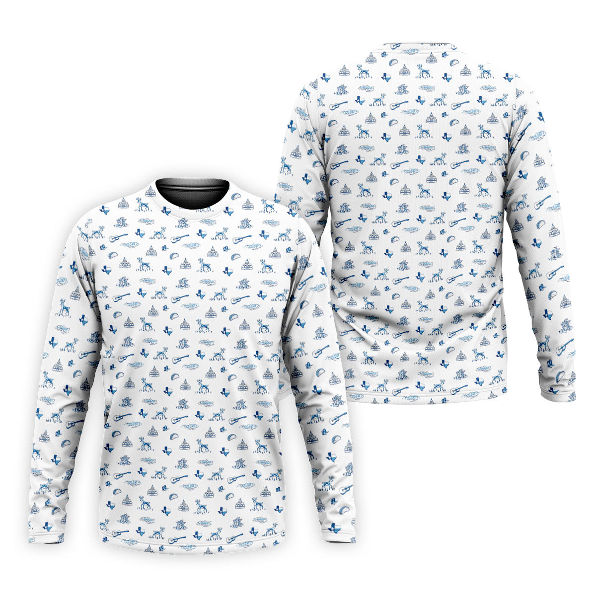 White Texas Icons Pattern Golf Polo Shirt, Hawaiian Golf Shirt, Golf Apparel For Men