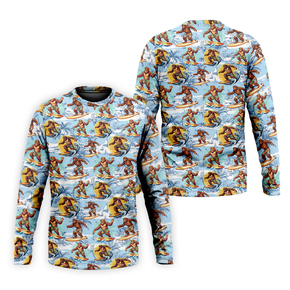 Surfing Bigfoot Hawaiian Golf Shirt, Mens Golf Shirts, Golf Apparel For Men