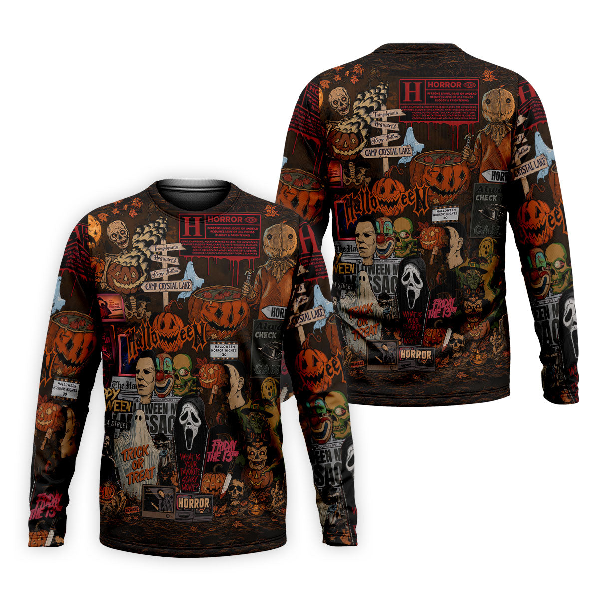 Horror Character Halloween Collage Golf Polo Shirt, Mens Golf Apparel, Polo Shirts For Men