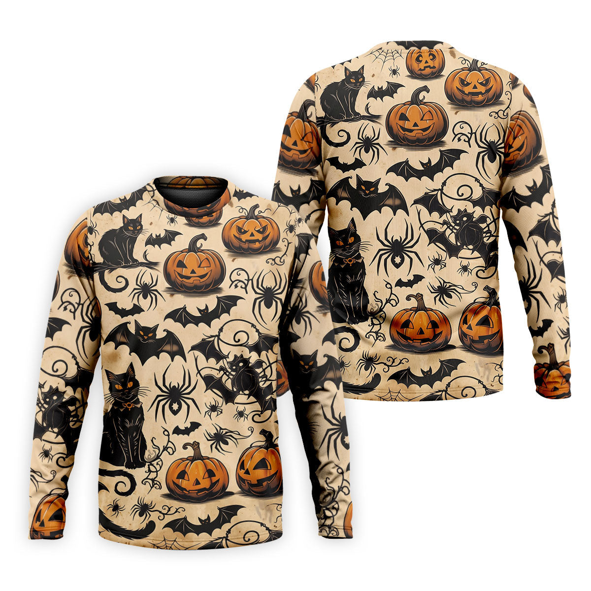 Vintage Halloween Cat Pumpkin Pattern Golf Polo Shirt, Mens Golf Polo, Hawaiian Golf Shirt
