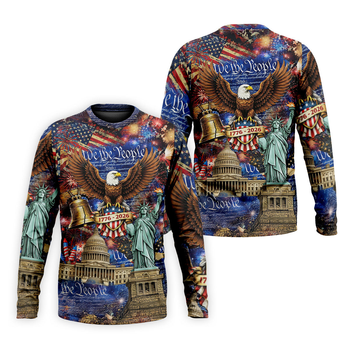 We The People Festive Celebration US Flag Golf Shirt, 250 Years 4th Of July Golf Shirts For Men