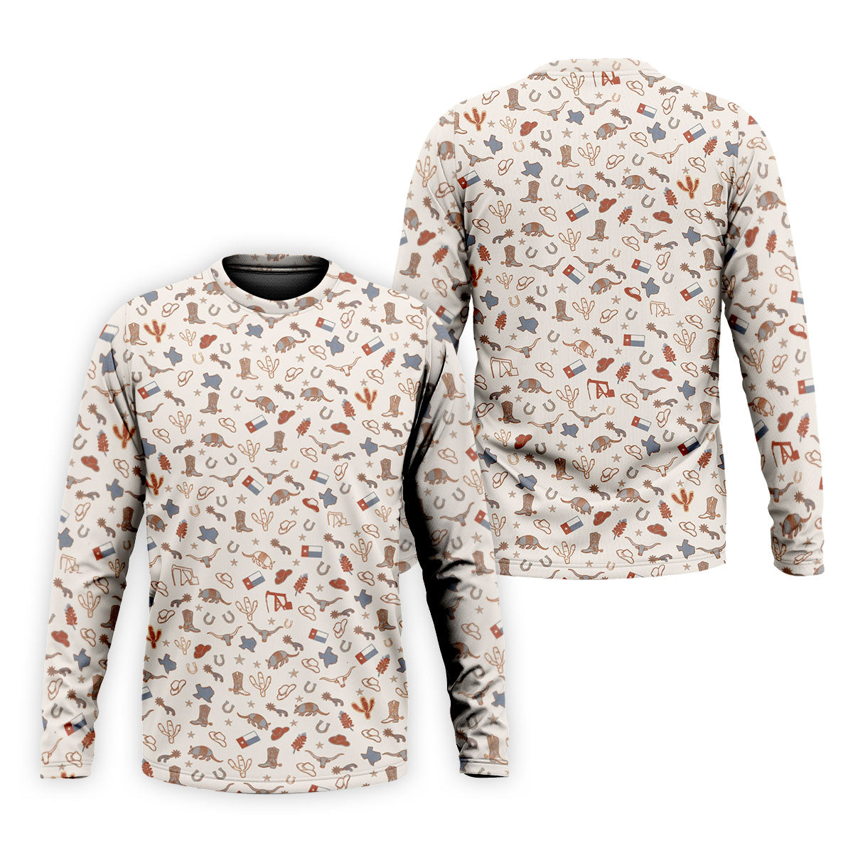 Beige Texas Cowboy Pattern Golf Polo Shirt, Hawaiian Golf Shirt, Golf Polo Shirts For Men
