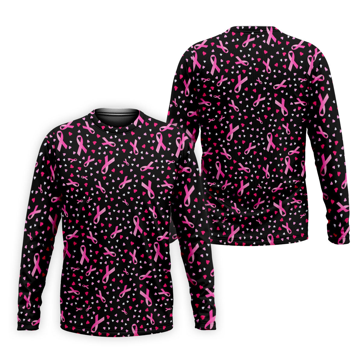 Black Pink Ribbon Heart Breast Cancer Polo Shirt, Golf Shirts For Men, Mens Golf Apparel
