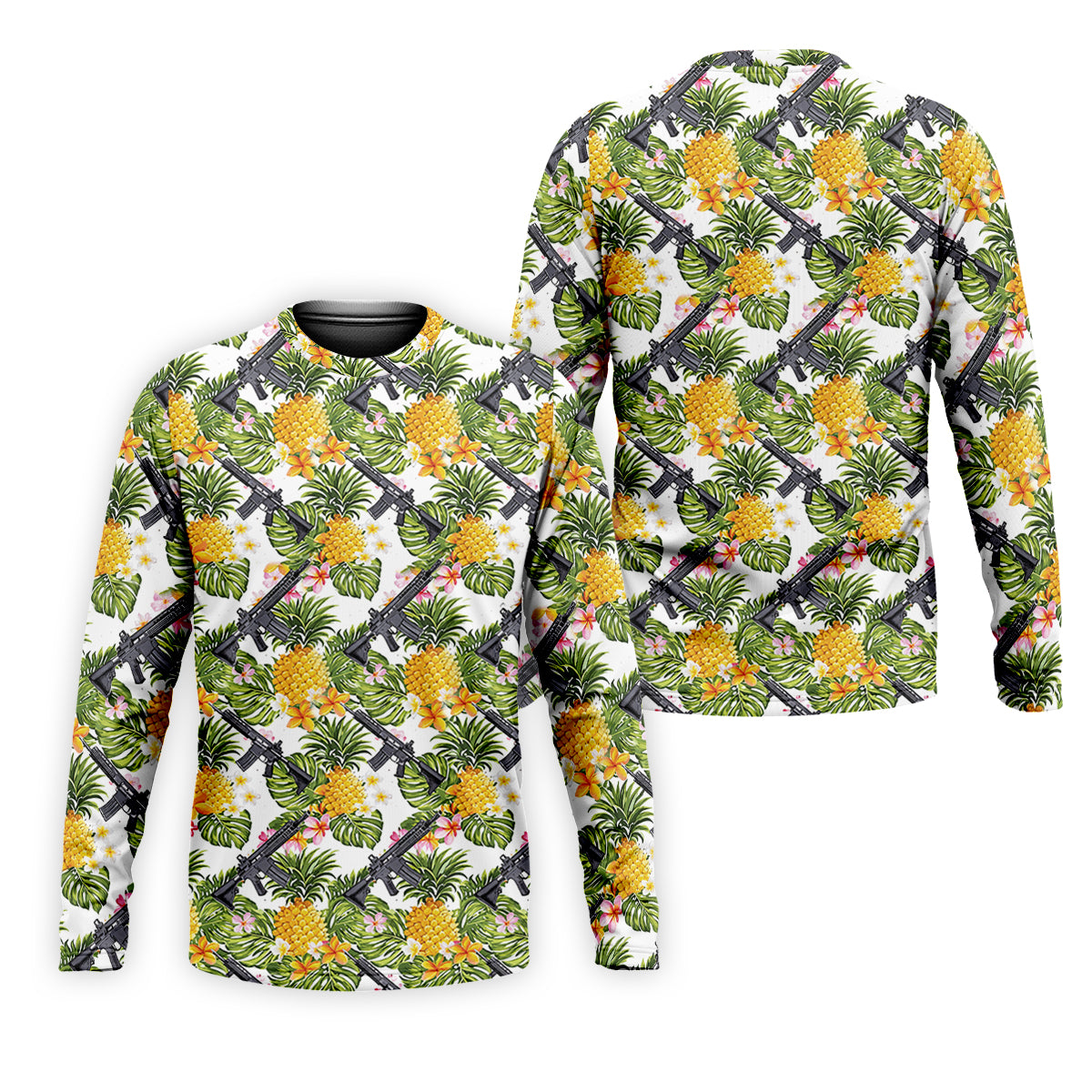 Tropical Pineapple Rifle Hawaiian Golf Shirt Pattern, Hawaiian Golf Shirt, Golf Apparel For Men