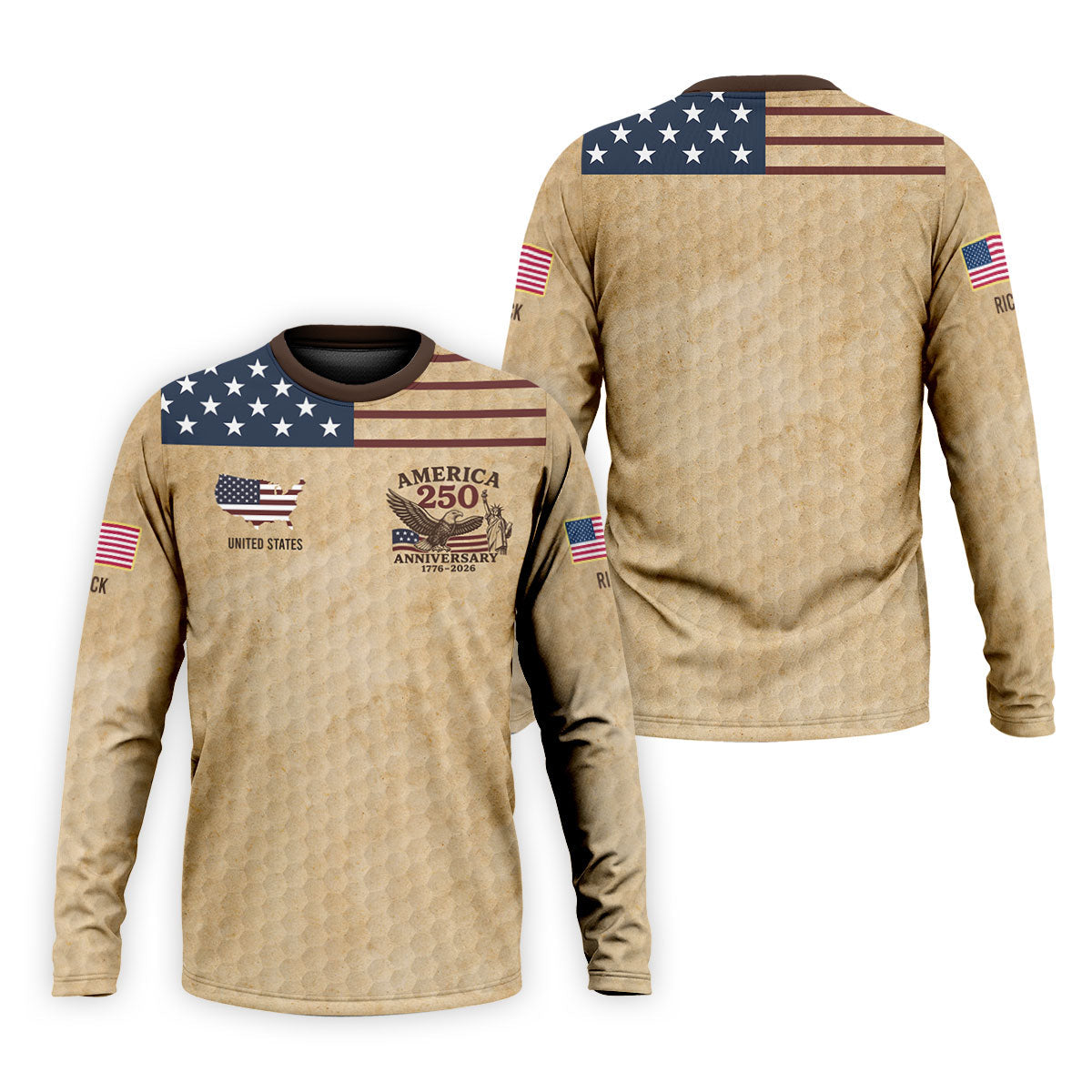 America 250 US Flag Pattern Retro Golf Shirt, Patriotic 4th Of July Golf Shirts For Men